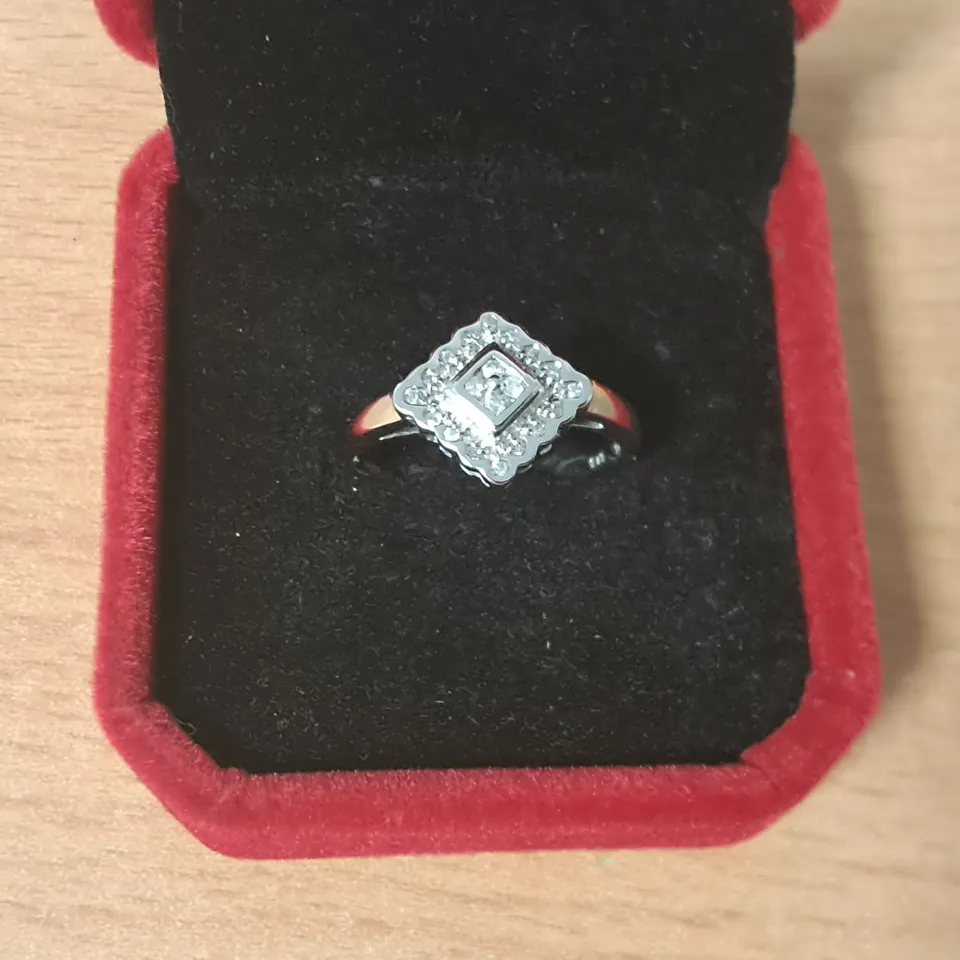 9CT WHITE GOLD DRESS RING SET WITH NATURAL DIAMONDS