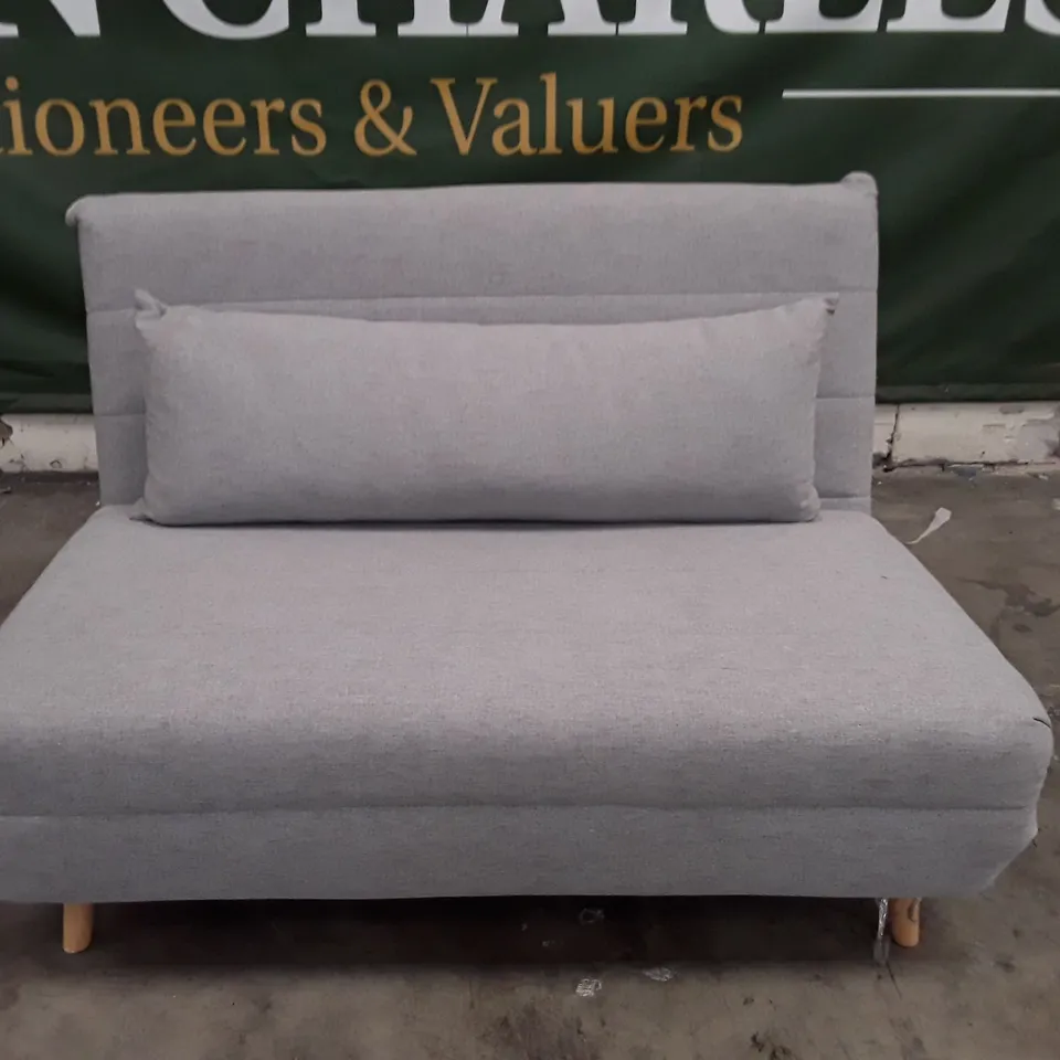 QUALITY DESIGNER ELM FARM 2 SEATER SOFA BED - LIGHT GREY FABRIC