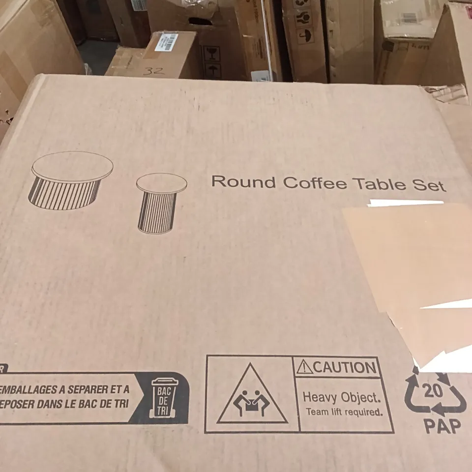 BOXED ROUND COFFEE TABLE SET OF 2