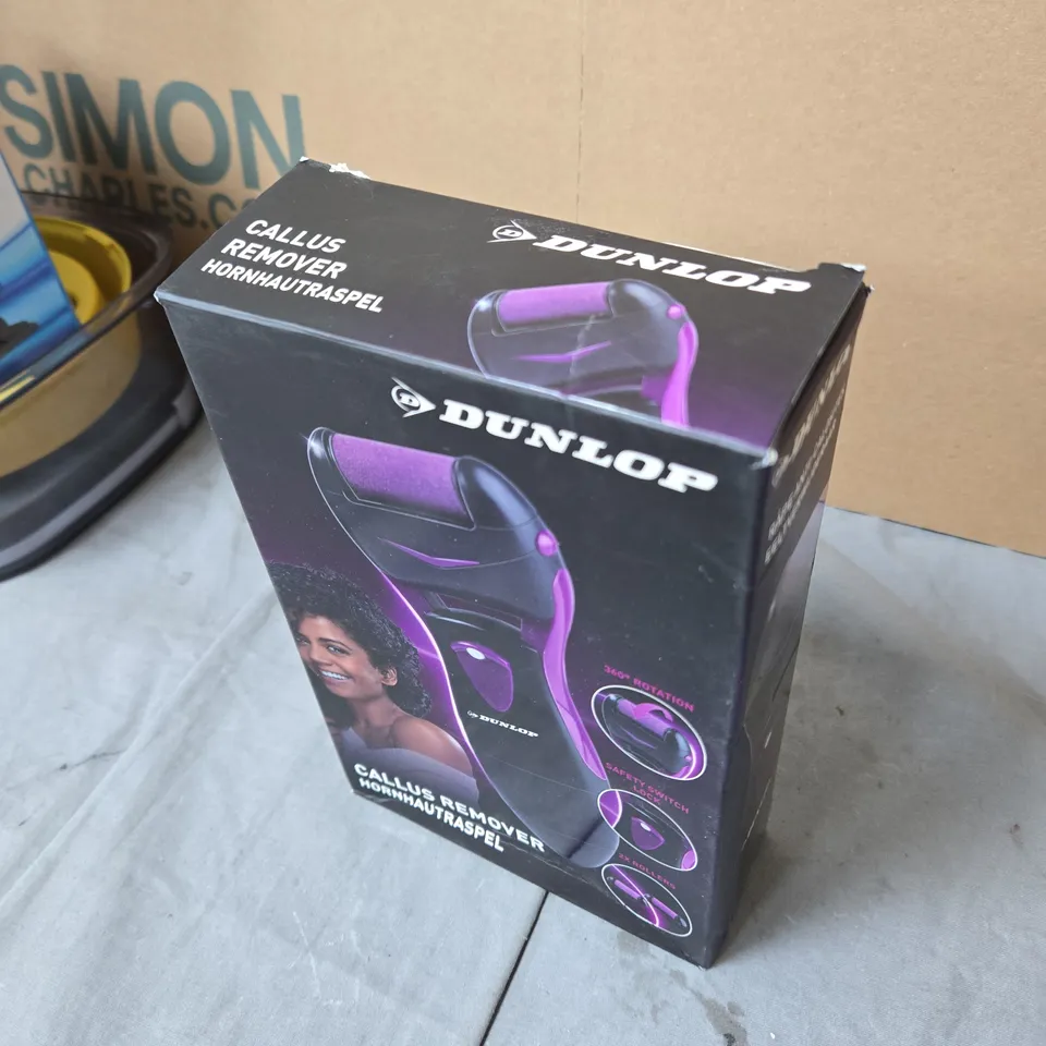 DUNLOP CALLUS REMOVER – PURPLE HANDHELD FOOT CARE DEVICE (BOXED)