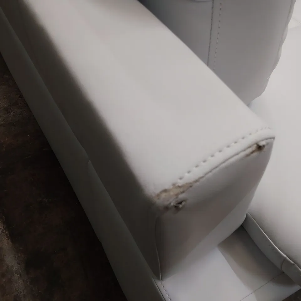 DESIGNER THREE SEATER SOFA WHITE LEATHER 