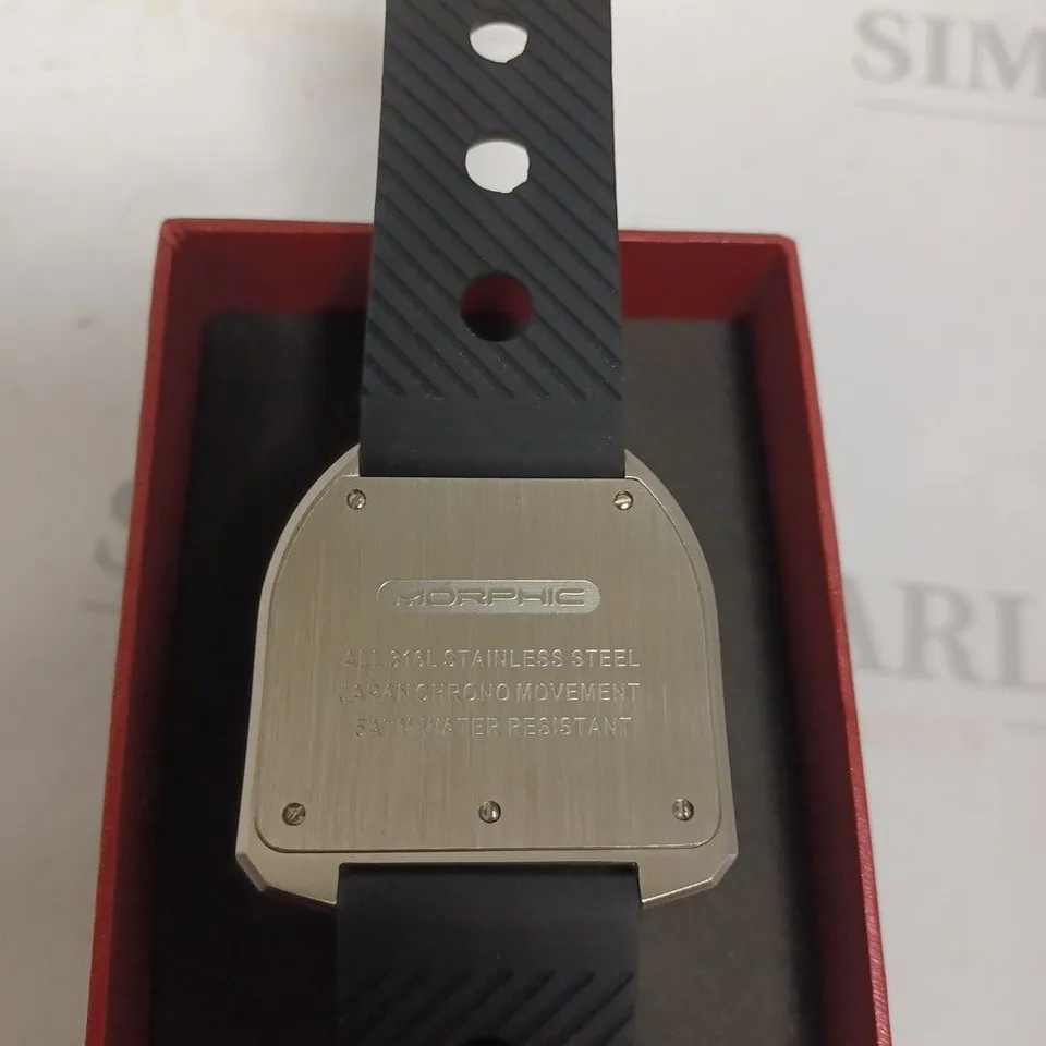 BOXED MORPHIC SILICONE STRAP SILVER WATCH 
