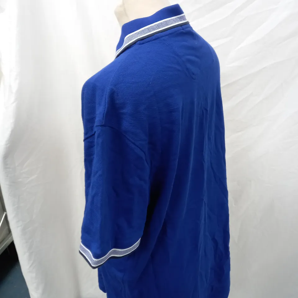 BLUE HUGO BOSS POLO T-SHIRT WITH LOGO PRINTED COLLAR