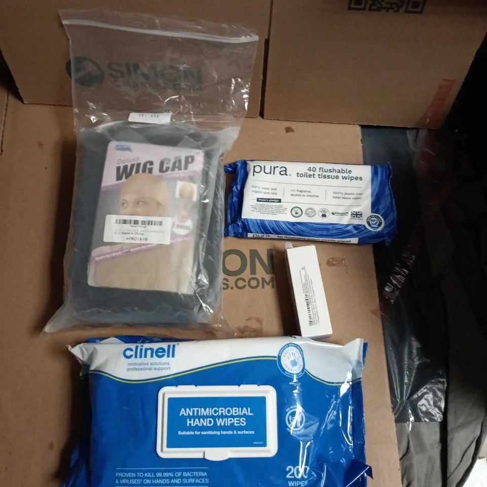 APPROXIMATELY 15 ASSORTED HEALTH & BEAUTY PRODUCTS TO INCLUDE WIG CAP, TOILET WIPES, ANTIBAC WIPES & NAIL SERUM 