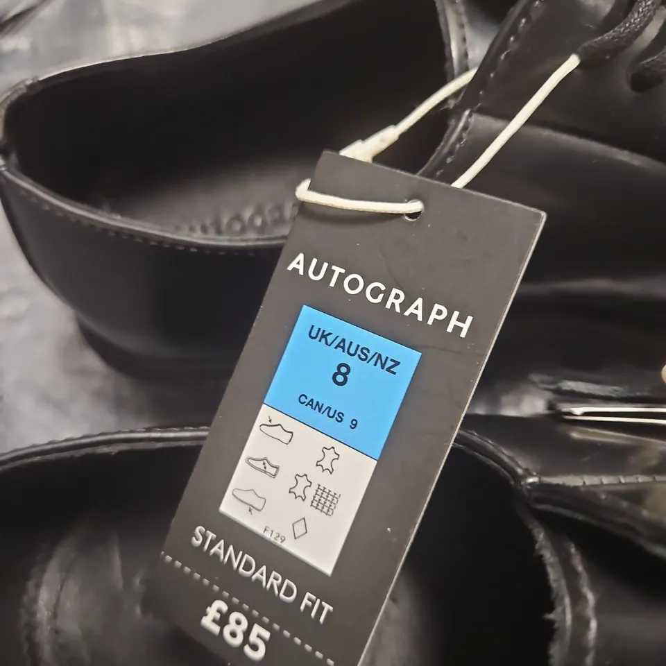 AUTOGRAPH BLACK LEATHER DERBY SHOES – UK 8 (AUS/NZ 8, US 9) – STANDARD FIT