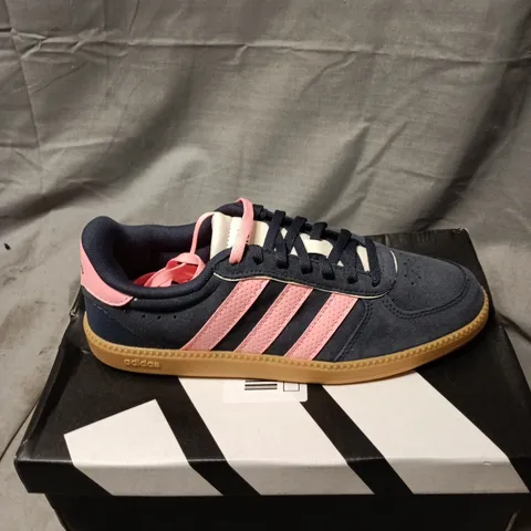 ADIDAS NAVY BLUE & PINK SUEDE SNEAKERS – KIDS SIZE 4.5 BOXED