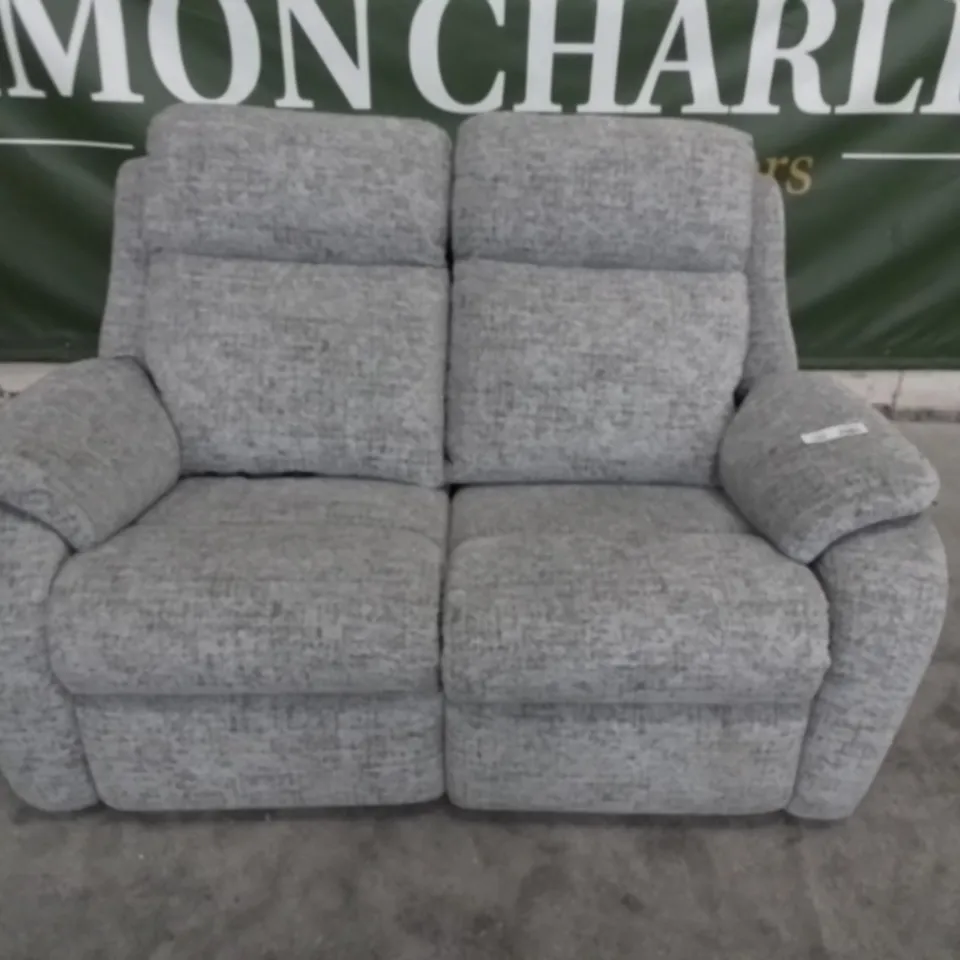 DESIGNER G PLAN MADE KINGSBURY ULTIMA SLATE FABRIC ELECTRIC RECLINING TWO SEATER SOFA