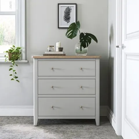 BOXED BROMLEY II 3 DRAWER CHEST - GREY (1 BOX)