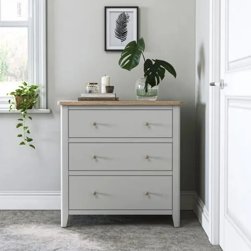 BOXED BROMLEY II 3 DRAWER CHEST - GREY (1 BOX)