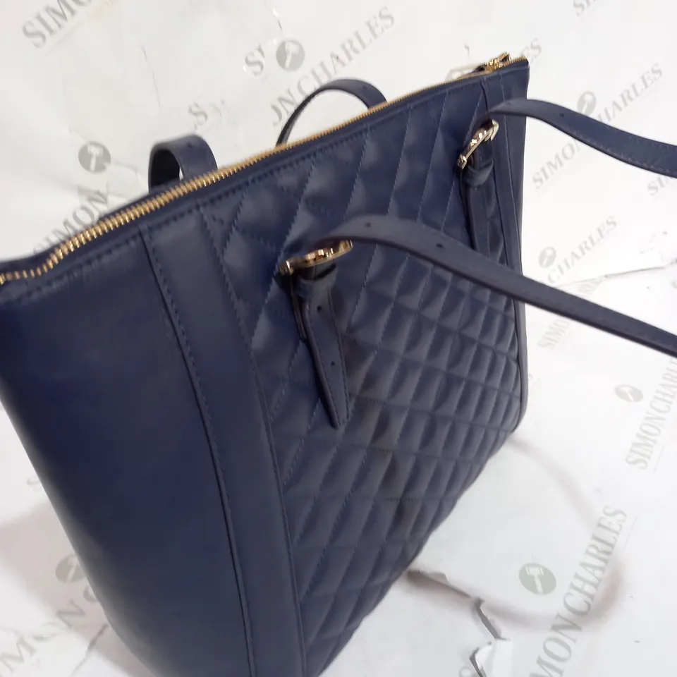 PAUL COSTELLOE QUILTED LEATHER DIAMOND DESIGN BAG IN BLUE