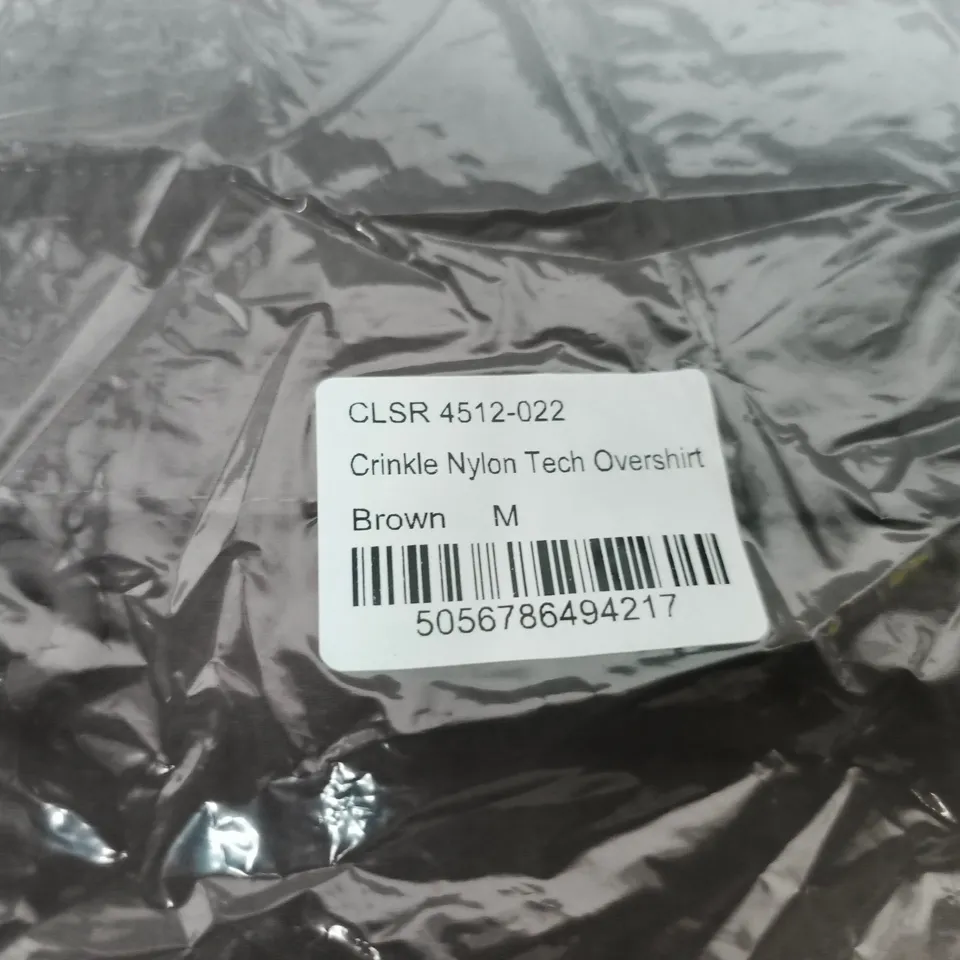 CLOSURE LDN CRINKLE NYLON TECH OVERSHIRT – BROWN, SIZE M