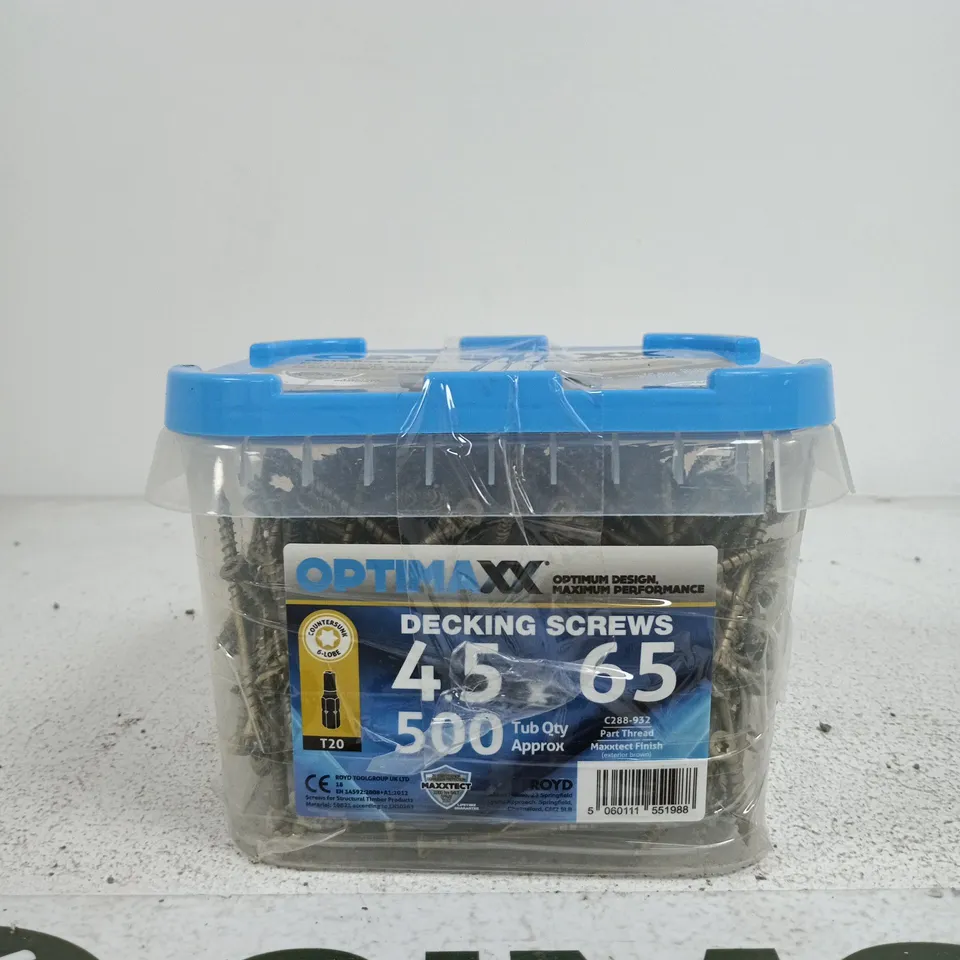 OPTIMAX DECKING SCREWS 4.5X65MM, 500 PER TUB