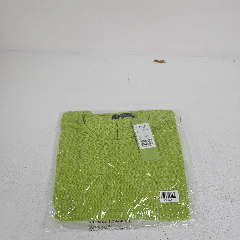 SUGAR CRISP LADIES TEXTURE DOLMAN TOP – LIME GREEN, SIZE S