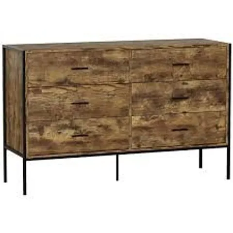 BOXED VIDA DESIGNS BROOKLYN 6 DRAWER CHEST OF DRAWERS CLOTHES STORAGE INDUSTRIAL BEDROOM FURNITURE, DARK WOOD(2BOXES)