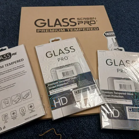 LARGE QUANTITY OF ASSORTED ELECTRICAL DEVICE PROTECTORS TO INCLUDE; GLASS SCREEN PRO PLUS AND GLASS PRO PLUS