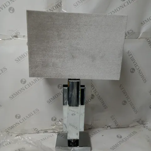 RENE MIRRORED GLASS TABLE LAMP & GREY SHADE