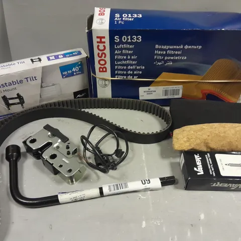 APPROXIMATELY 20 ASSORTED HOMEWARE & VEHICULAR PRODUCTS TO INCLUDE MONITOR STANDS, ADJUSTABLE TV WALL MOUNT, BOSCH S 0133 AIR FILTER ETC - COLLECTION ONLY