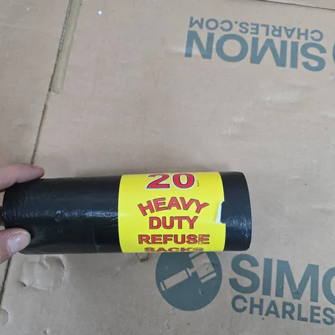 BOX OF APPROXIMATELY 15 ASSORTED ITEMS TO INCLUDE: BIN BAGS AND RED BOTTLE 