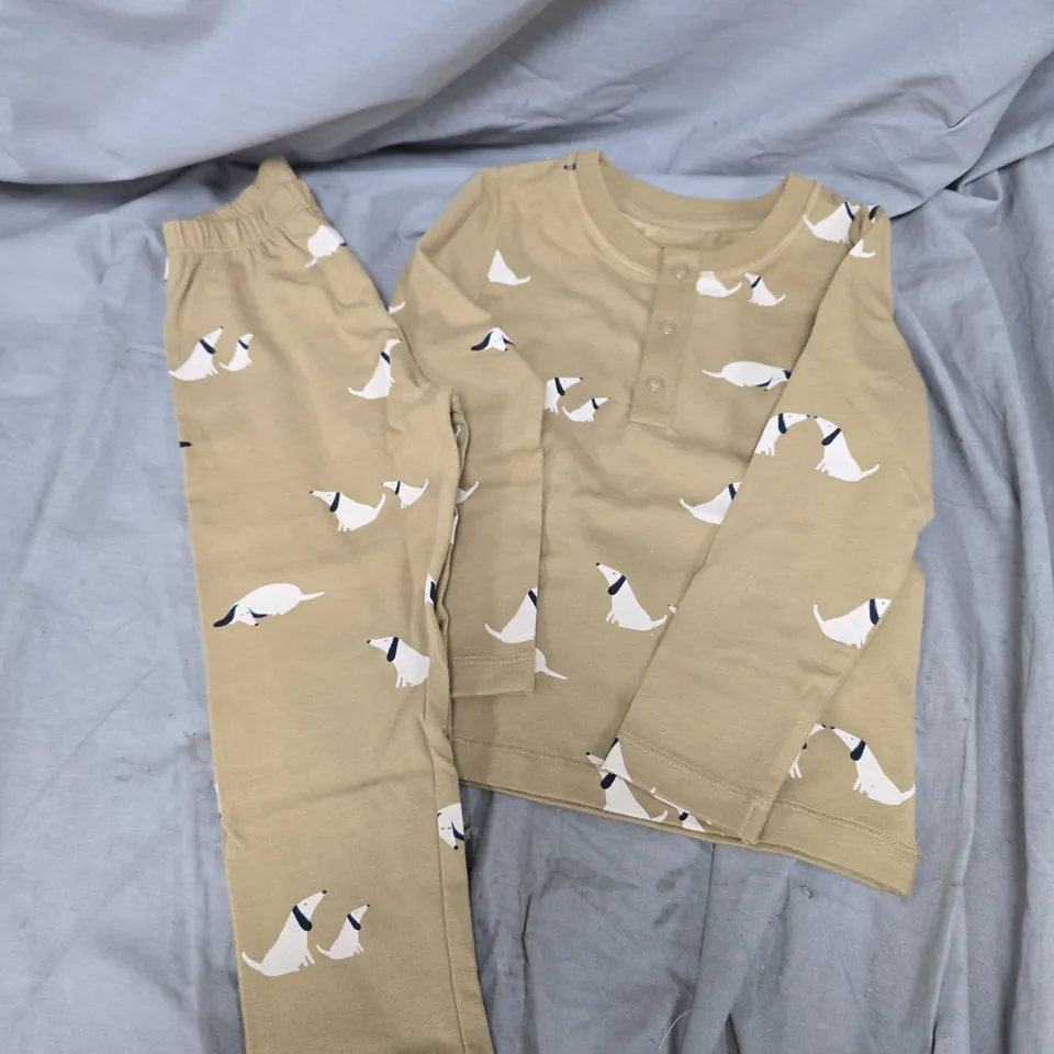 LIEWOOD KIDS' BEIGE BIRD-PRINT PYJAMA SET – TOP & TROUSERS  -  SIZE EU 92