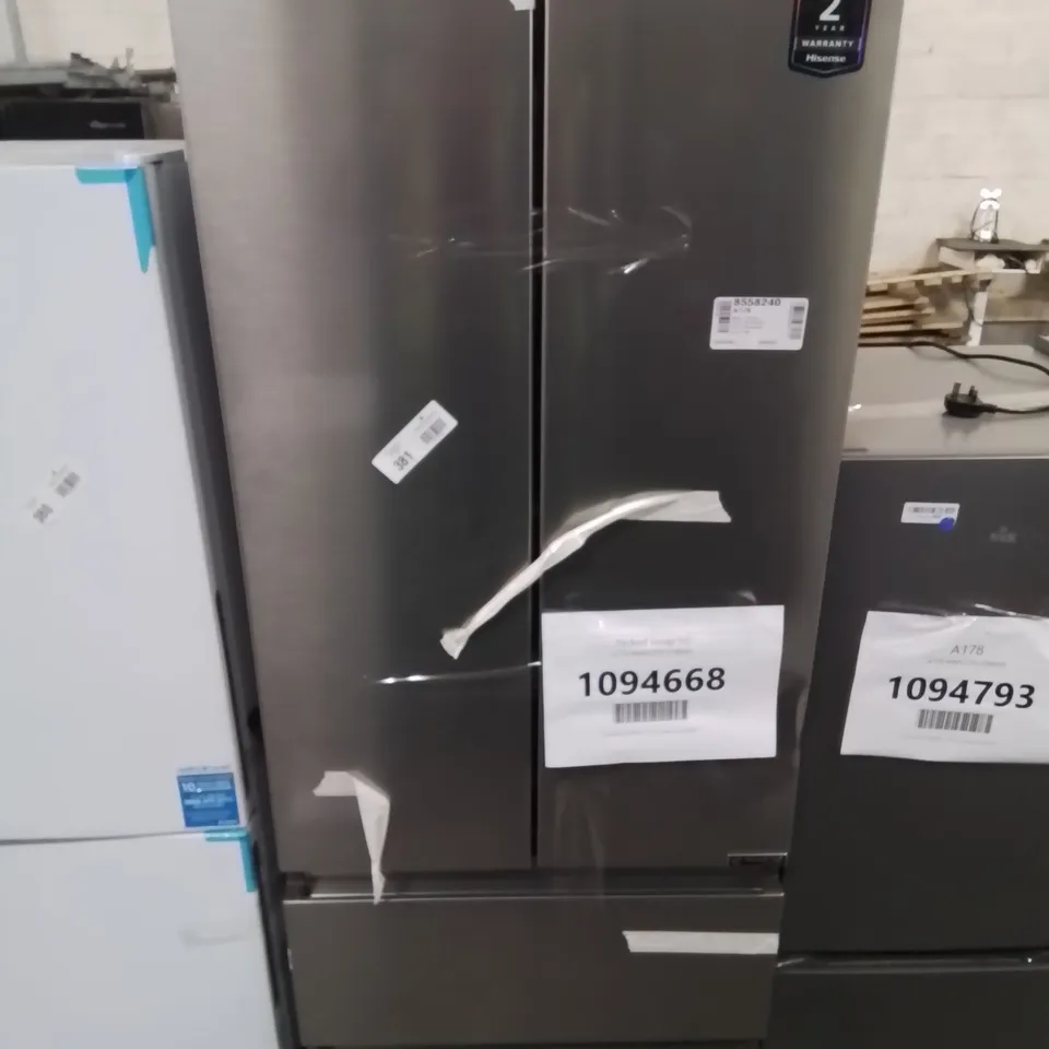 HISENSE RF632N4BCE FREESTANDING AMERICAN DOOR FRIDGE FREEZER, NO FROST, E RATED, SILVER, 69.4D X 70.4W X 200H CM, 485 LITERS [ENERGY CLASS E]