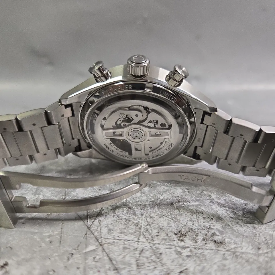 TAG HEUER LIMITED EDITION CARRERA CHRONOSPRINT PORSCHE RALLYE WATCH AND MODEL CAR IN PRESENTATION BOX