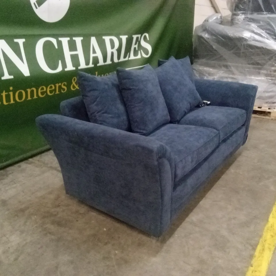 DURY FABRIC 3 SEATER SCATTER BACK SOFA - BLUE RRP £499