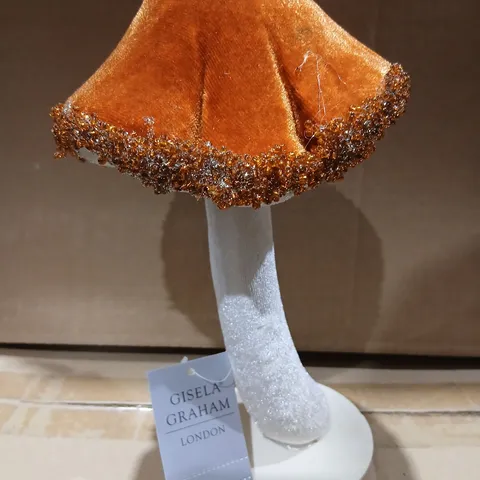 TWELVE GISELA GRAHAM LONDON DECORATIVE MUSHROOM ORNAMENTS