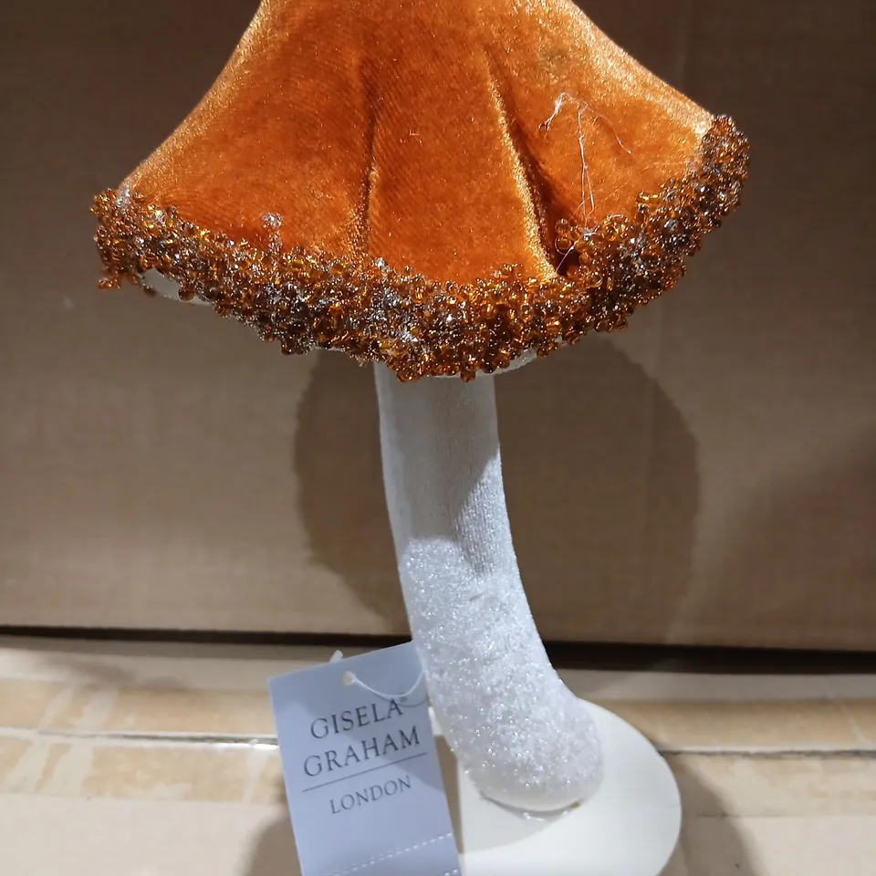 TWELVE GISELA GRAHAM LONDON DECORATIVE MUSHROOM ORNAMENTS
