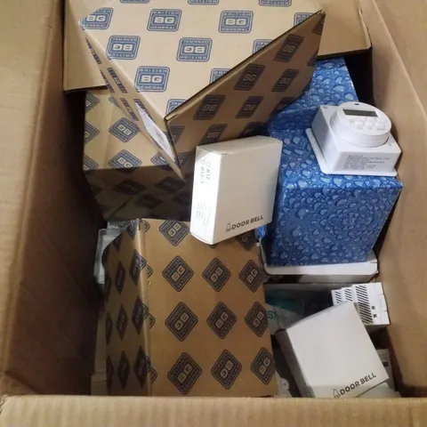 PALLET CONTAINING ASSORTED ELECTRICAL PRODUCTS INCLUDING TURNTABLE, DOORBELLS, WIRELESS THERMOSTATS, DIGITAL DOME CAMERAS & WALL MOUNTED DIGITAL TIMER