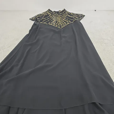 LIPSY LONDON WOMEN'S DRESS – BLACK WITH GOLD BEADED COLLAR, UK 10 (US 6, EU 38)