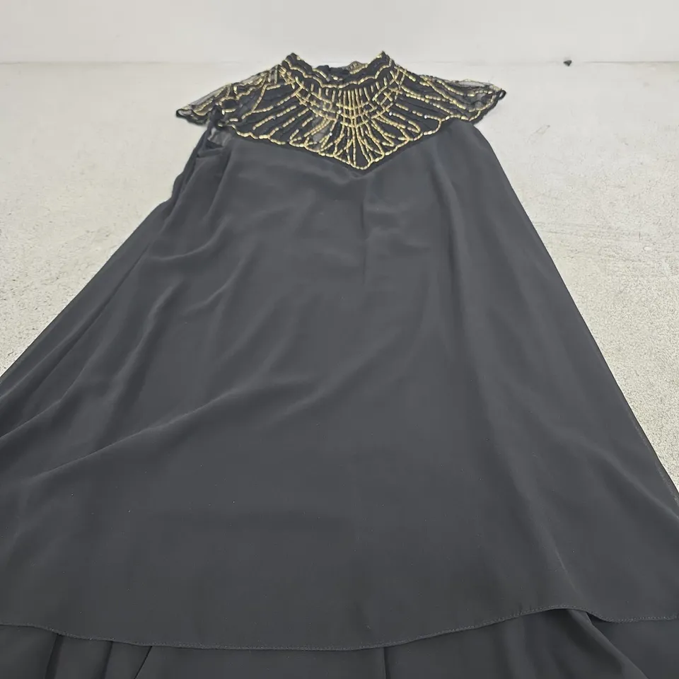 LIPSY LONDON WOMEN'S DRESS – BLACK WITH GOLD BEADED COLLAR, UK 10 (US 6, EU 38)
