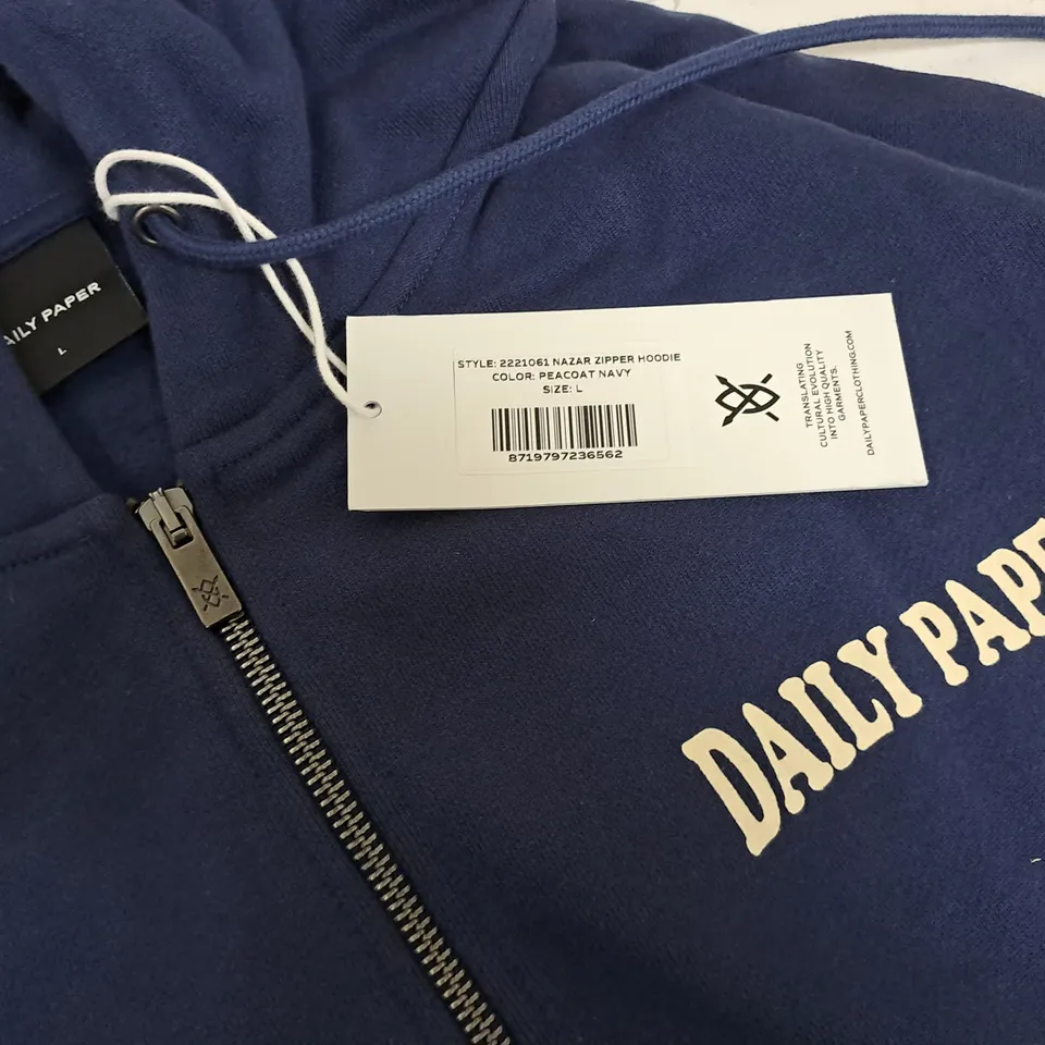 DAILY PAPER NAZAR ZIPPER HOODIE IN NAVY - L