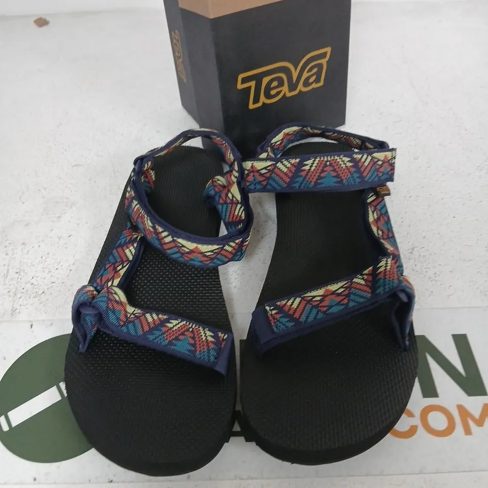 TEVA MEN'S ORIGINAL UNIVERSAL URBAN SANDALS – BLACK WITH MULTICOLOUR STRAPS, UK 12