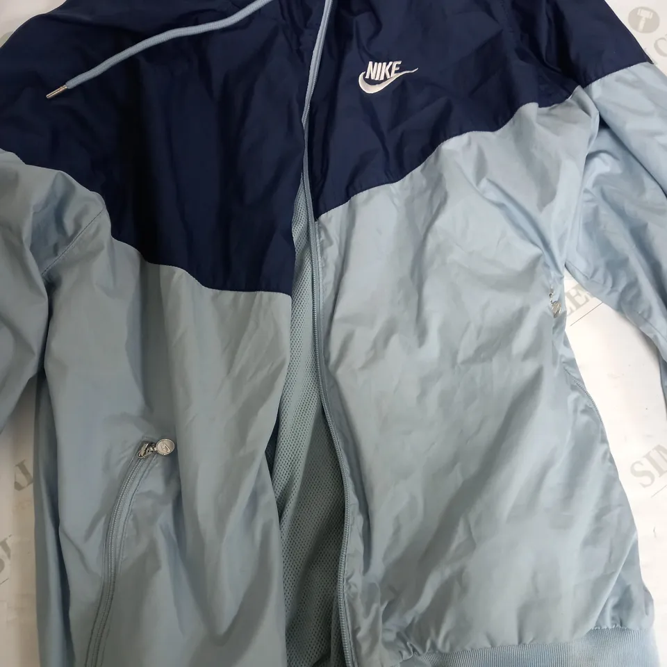 NIKE THIN LIGHT BLUE& NAVY HOODED JACKET - MEDIUM