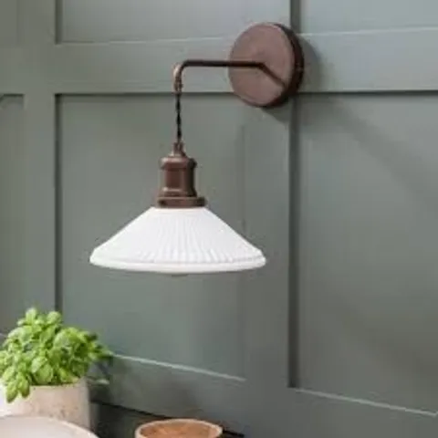 BOXED BEAULIEU CERAMIC FLUTED CONE WALL LIGHT - ANTIQUE BRONZE
