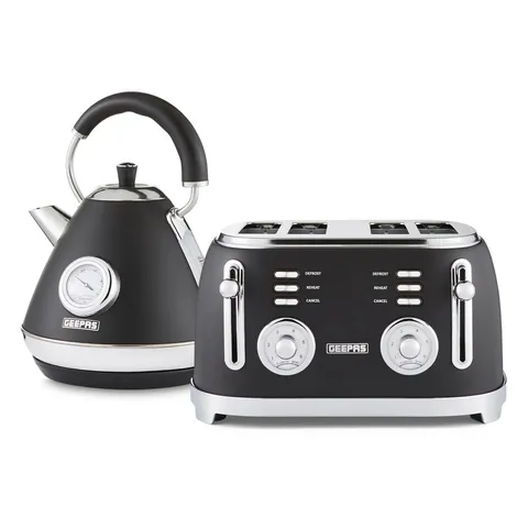 BOXED GEEPAS 4 SLICE BREAD TOASTER & 1.5L CORDLESS ELECTRIC KETTLE COMBO