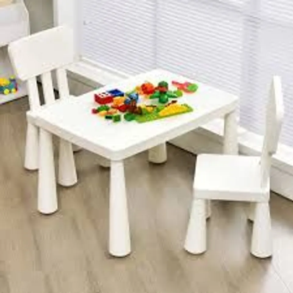 BOXED 3-PIECE TODDLER MULTI ACTIVITY PLAY DINING STUDY KIDS TABLE AND CHAIR SET - WHITE -