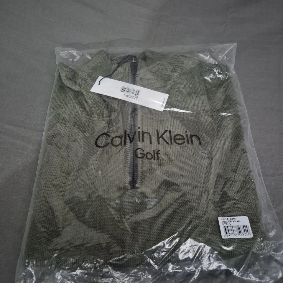 BAGGED CALVIN KLEIN GOLF 1/4 ZIP CARDIGAN SIZE L