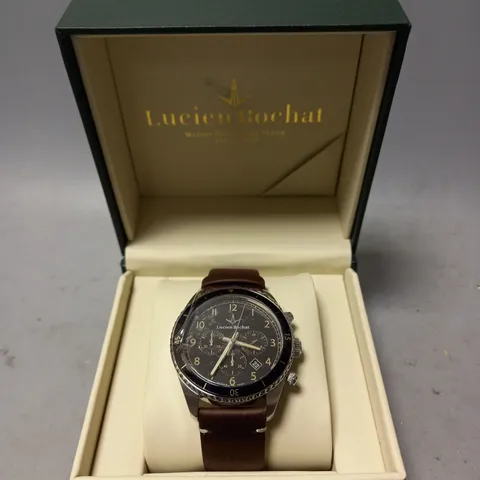BOXED LUCIEN ROCHAT LEATHER STRAP WATCH