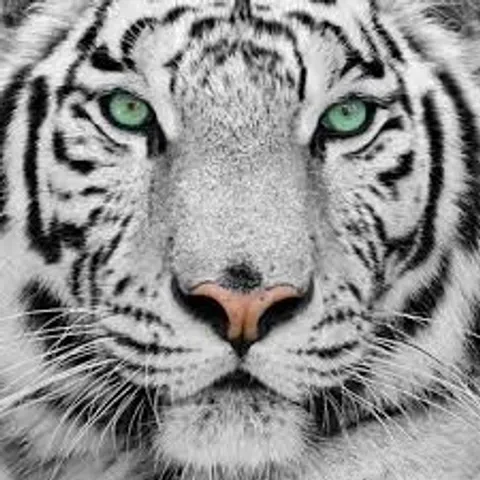 BOXED WHITE TIGER FACE - WRAPPED CANVAS PRINT