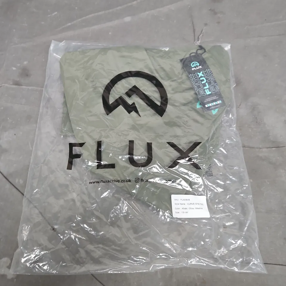 FLUX CURVE GYM TEE – KHAKI / OLIVE / ALKALINE, 13-14Y 