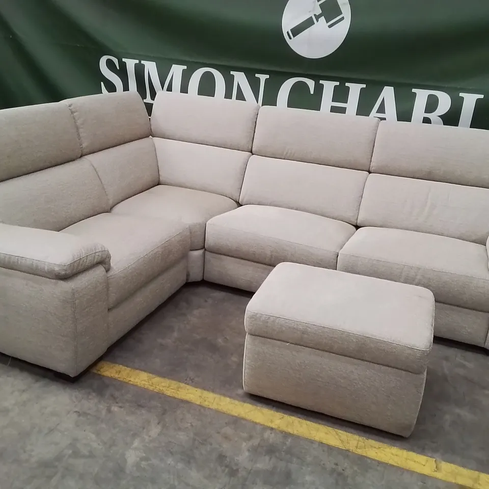 QUALITY DESIGNER ITALIAN MADE RICCARDO FABRIC CORNER SOFA SET WITH FOOTSTOOL