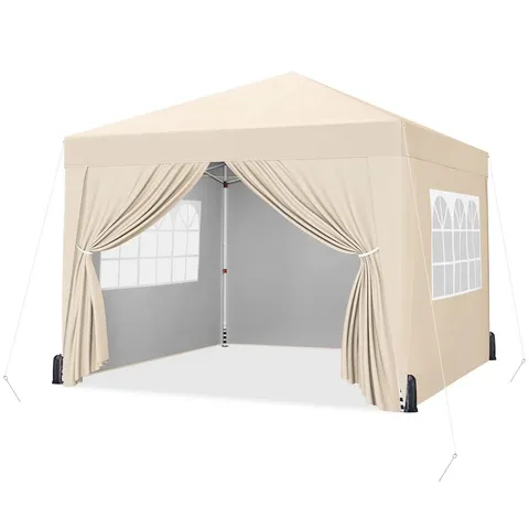BOXED YAHEETECH IRON POP-UP GAZEBO - BEIGE (1 BOX)
