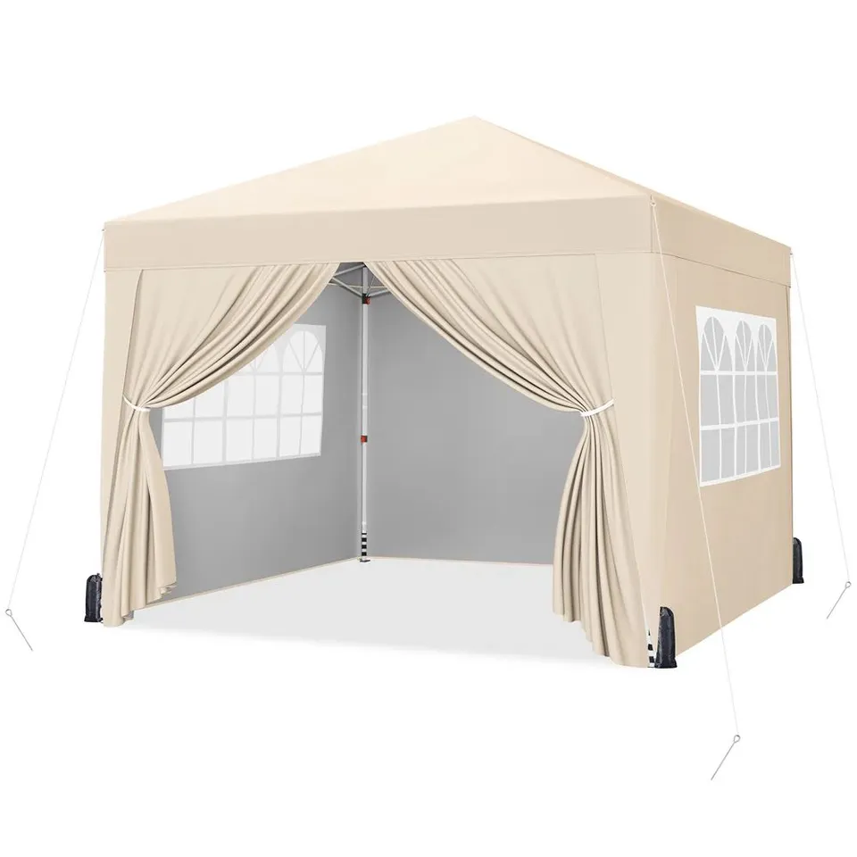 BOXED YAHEETECH IRON POP-UP GAZEBO - BEIGE (1 BOX)