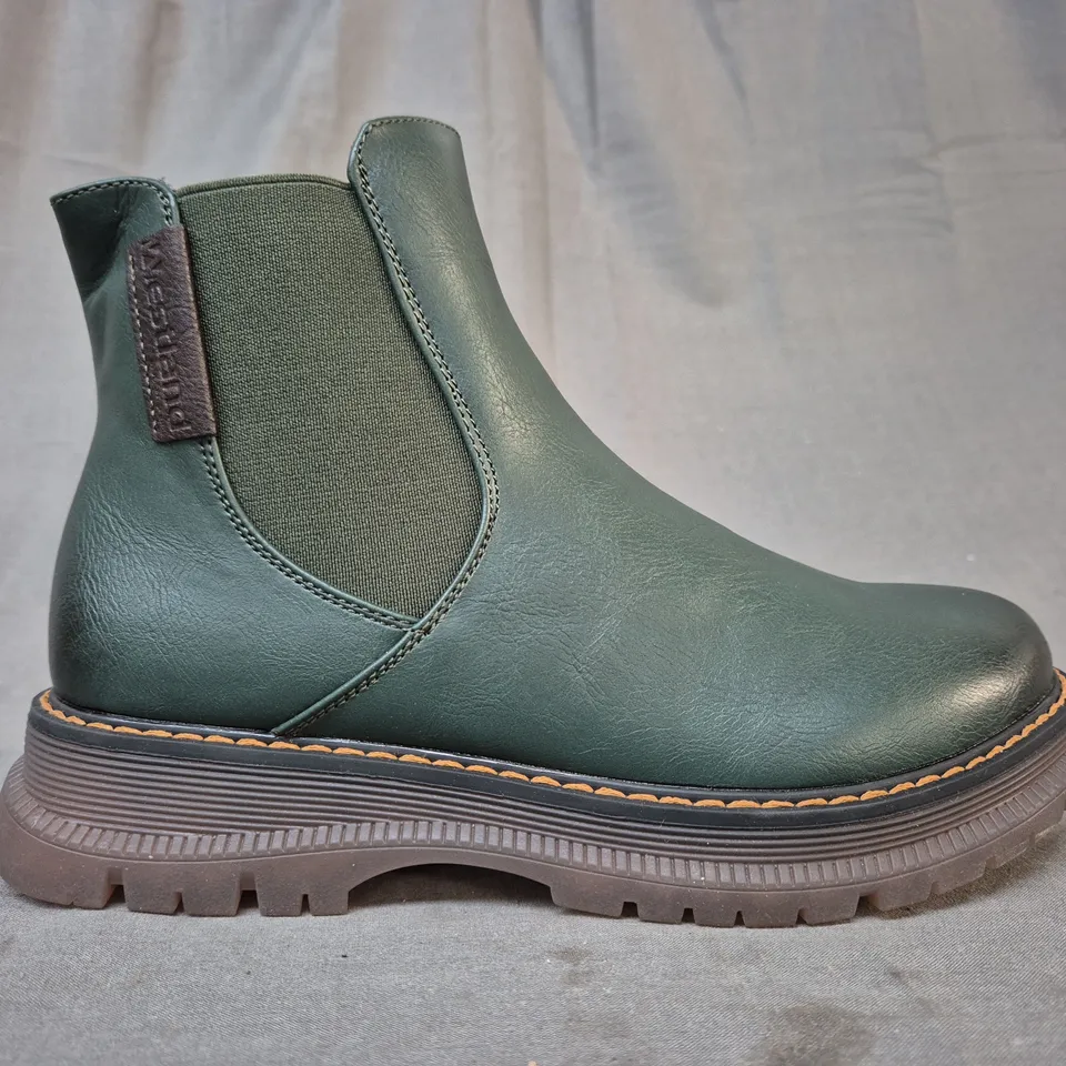 BOXED PAIR OF WESTLAND SIDE-ZIP ANKLE BOOTS IN GREEN EU SIZE 36