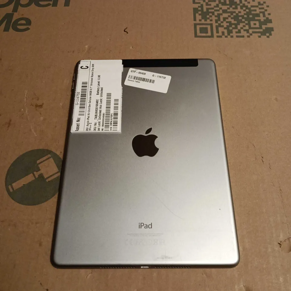 UNBOXED APPLE IPAD AIR 2 (2ND GEN) CELLULAR – 64GB, SPACE GREY, 9.7IN, UNLOCKED