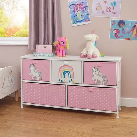 BOXED LIBERTY HOUSE UNICORN 5 DRAWER STORAGE CHEST 
