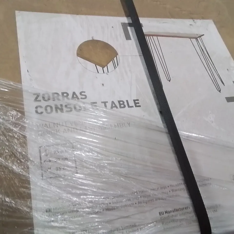 PALLET CONTAINING A LARGE QUANTITY OF BRAND NEW ZORRAS CONSOLE TABLES