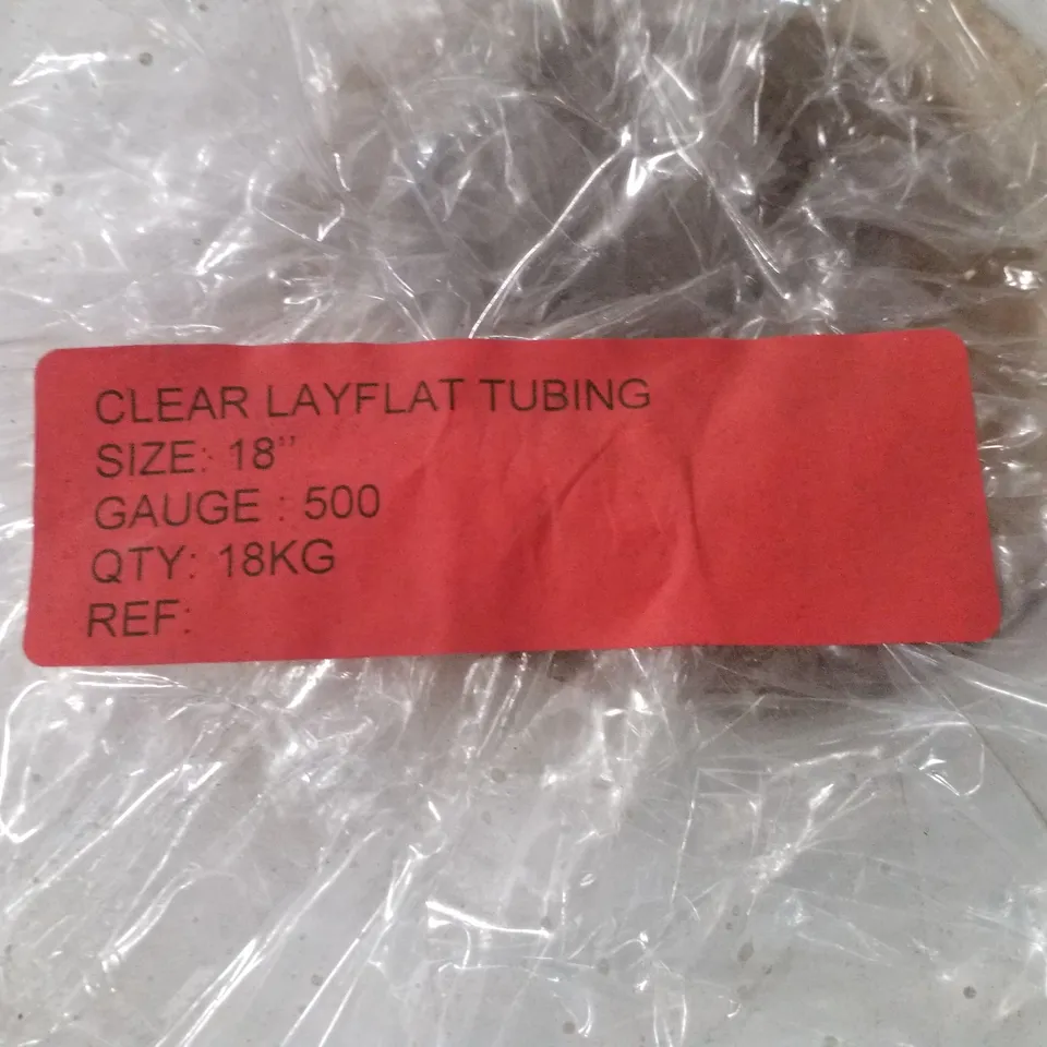 PALLET CONTAINING 15 ROLLS OF CLEAR 18" LAYFLAT TUBING 