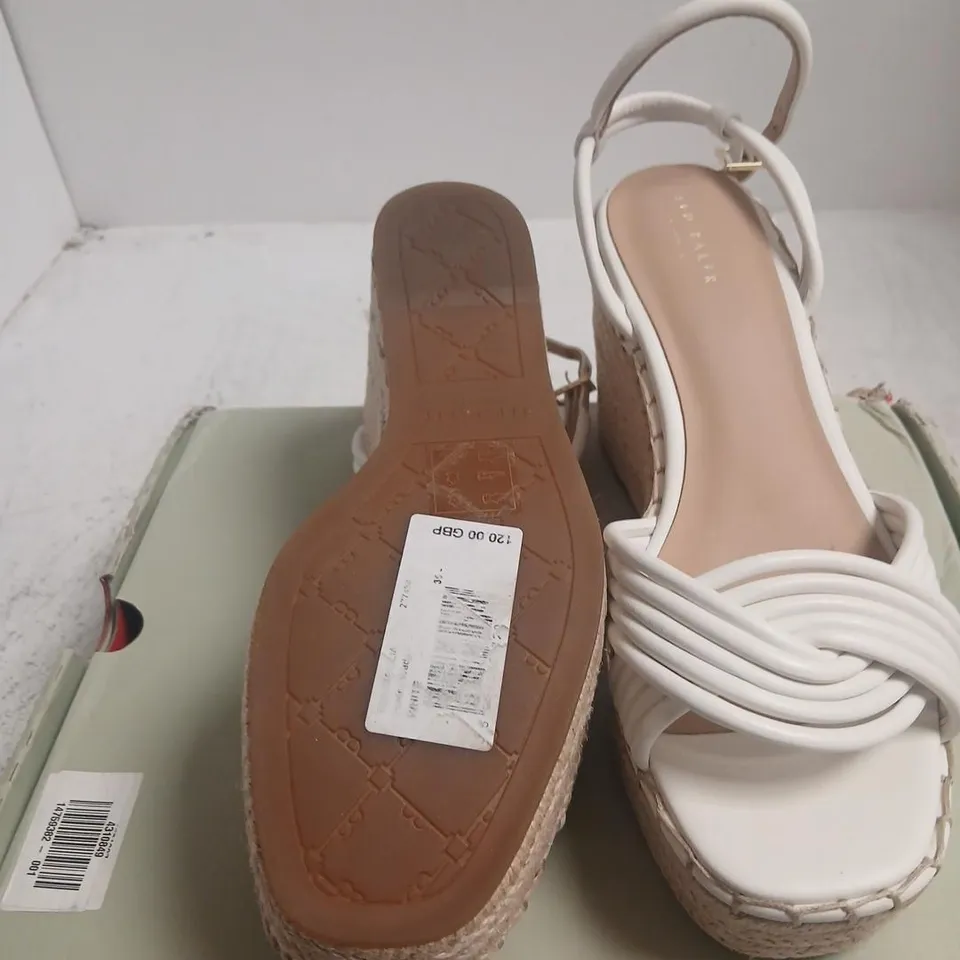 TED BAKER WHITE WEDGE ESPADRILLE SANDALS – UK 6 (EU 39) – BOXED